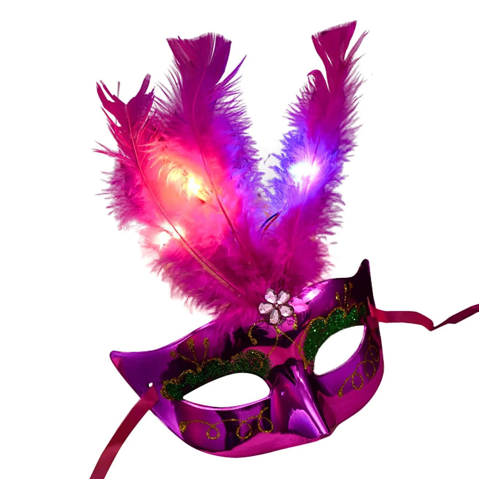 Glowing Feather LED Masks Venice Carnival Halloween