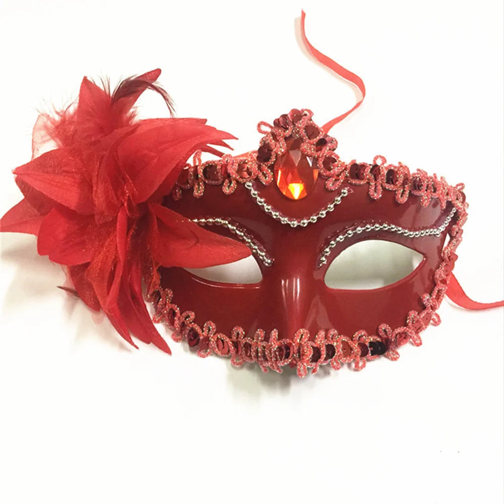 Halloween Masquerade Painted Golden Powder Half-Face Mask