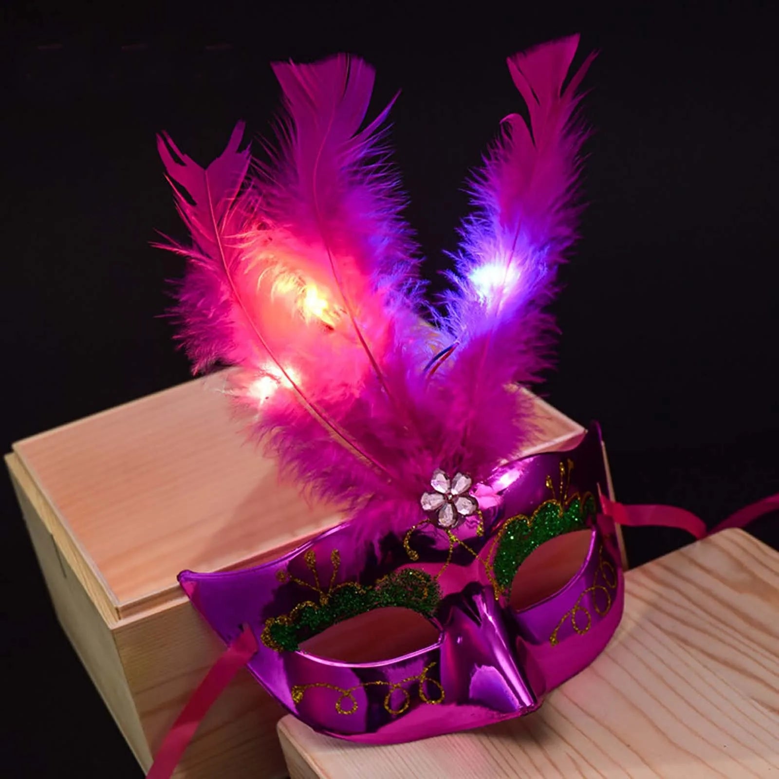 Glowing Feather LED Masks Venice Carnival Halloween