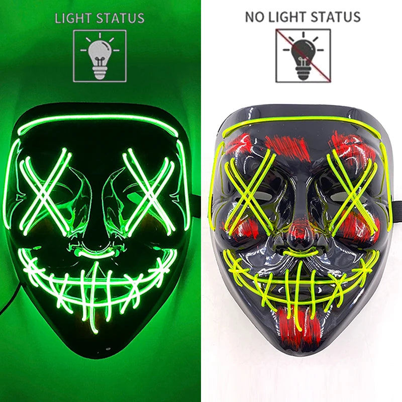LED Halloween Luminous Neon Masks