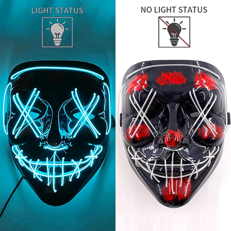 LED Halloween Luminous Neon Masks