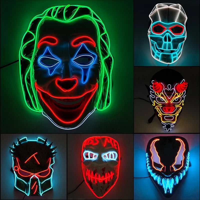 LED Halloween Luminous Neon Masks