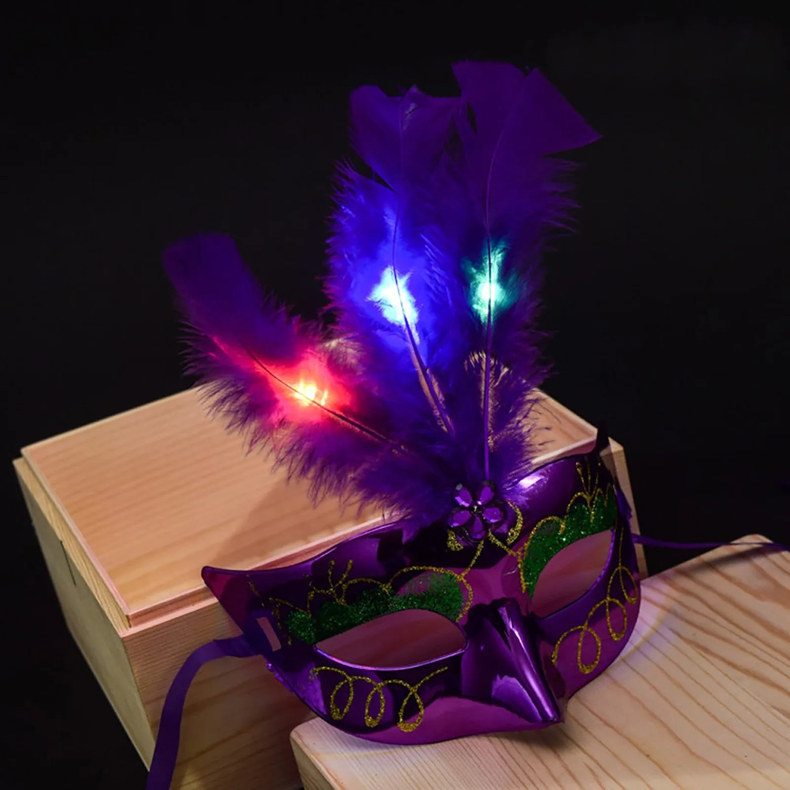 Glowing Feather LED Masks Venice Carnival Halloween