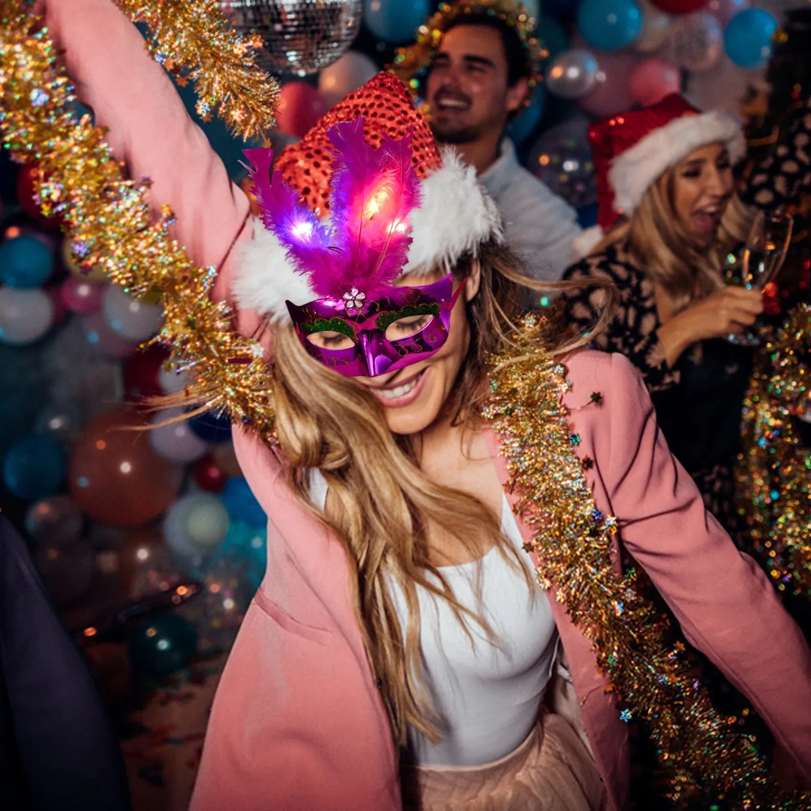 Glowing Feather LED Masks Venice Carnival Halloween