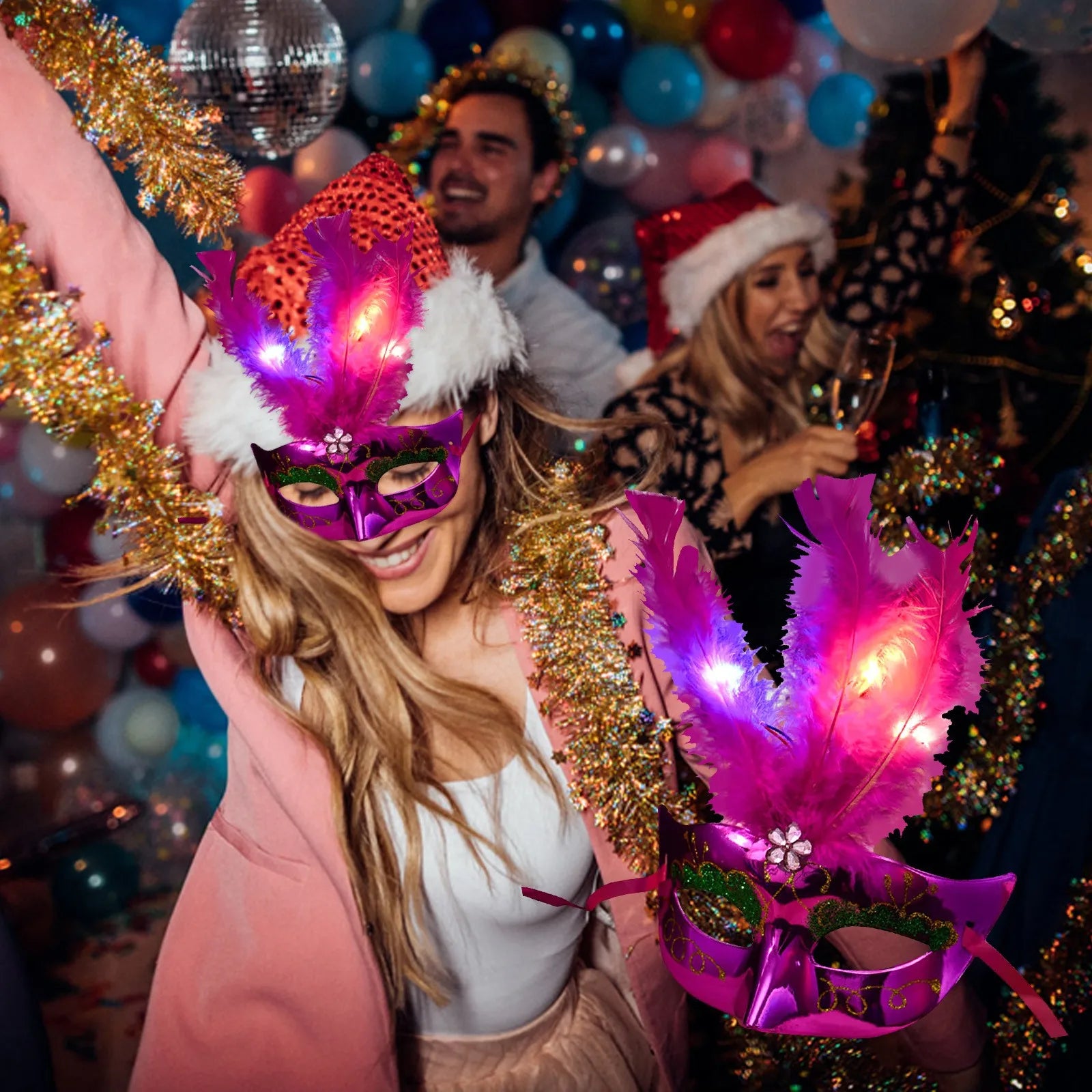 Glowing Feather LED Masks Venice Carnival Halloween