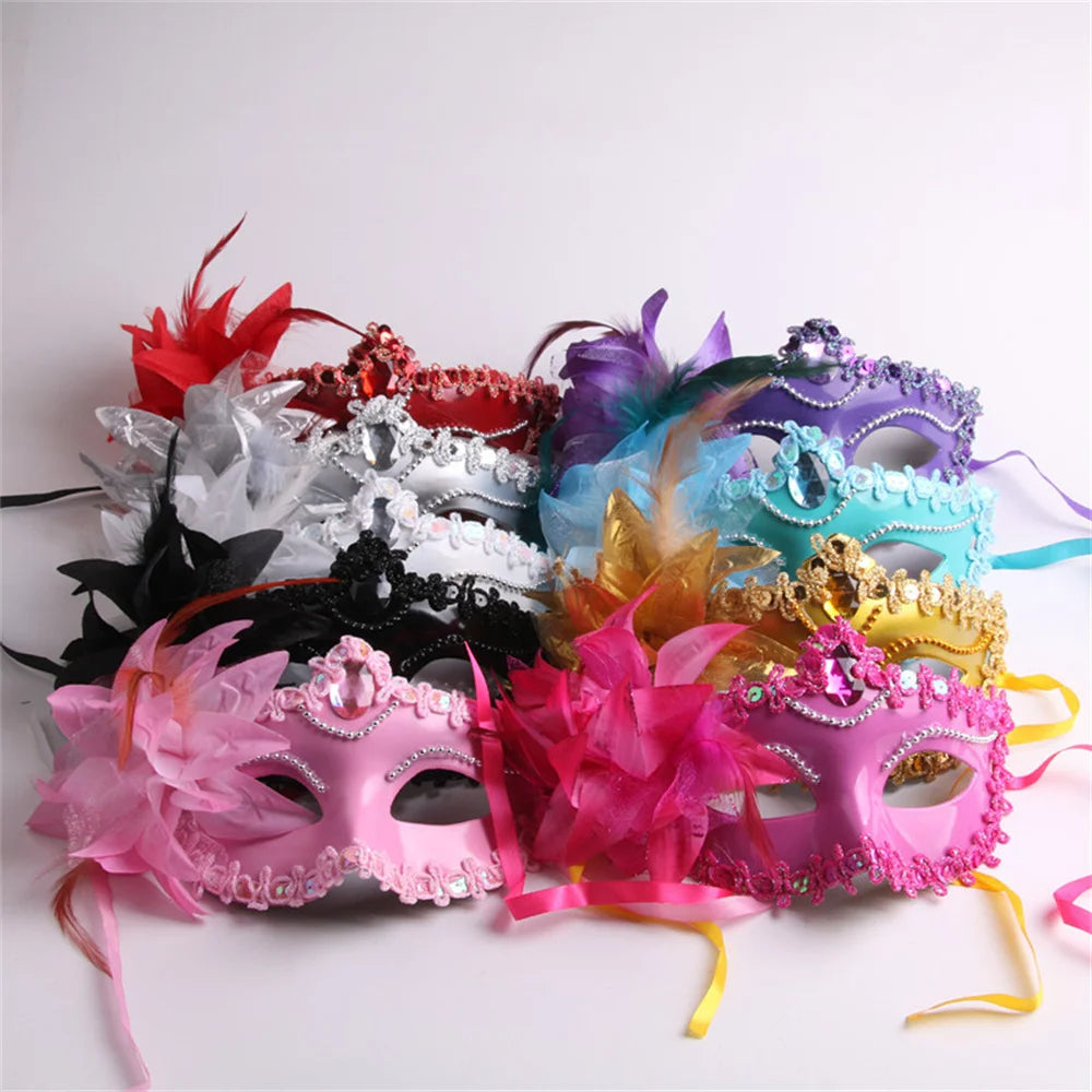 Halloween Masquerade Painted Golden Powder Half-Face Mask