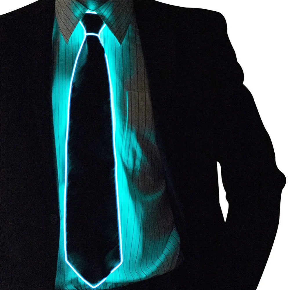 Men Glowing Tie EL Wire Neon LED