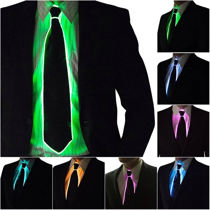 Men Glowing Tie EL Wire Neon LED