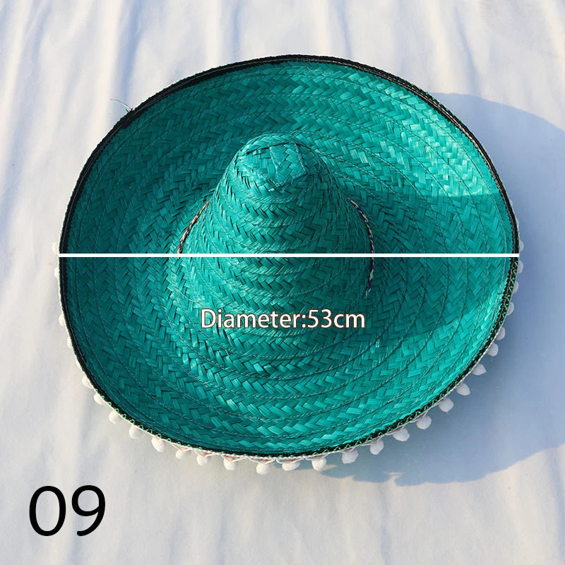 Mexican Party Hat Colorful Wide Brim Straw Hats