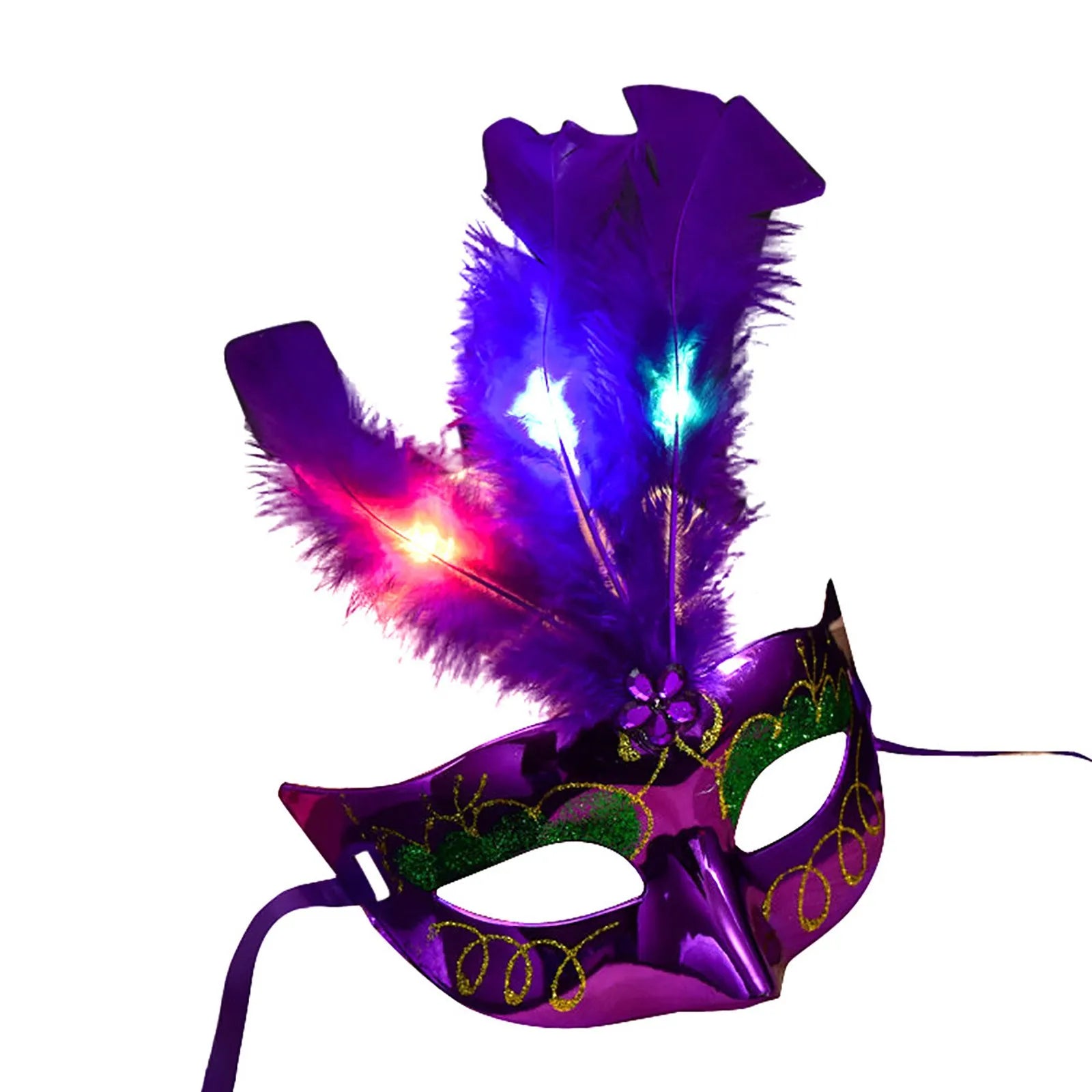 Glowing Feather LED Masks Venice Carnival Halloween