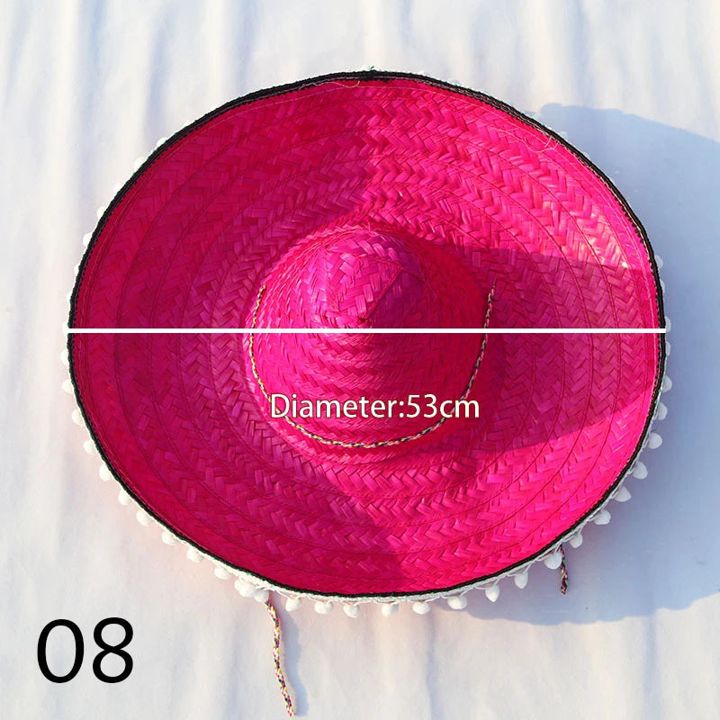 Mexican Party Hat Colorful Wide Brim Straw Hats