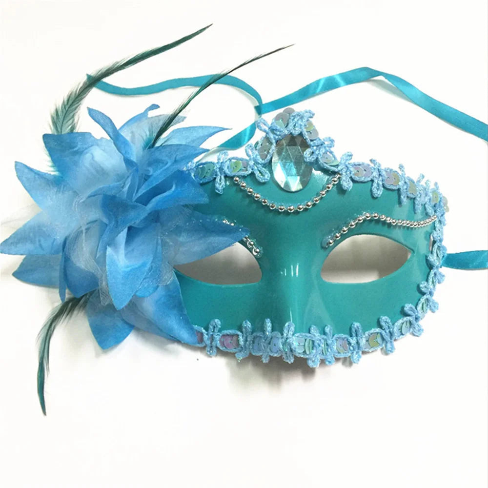 Halloween Masquerade Painted Golden Powder Half-Face Mask