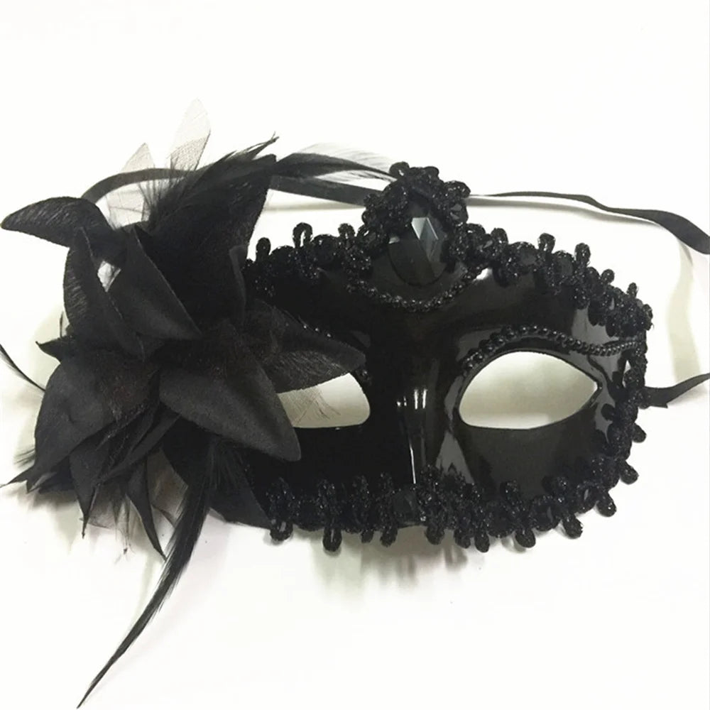 Halloween Masquerade Painted Golden Powder Half-Face Mask