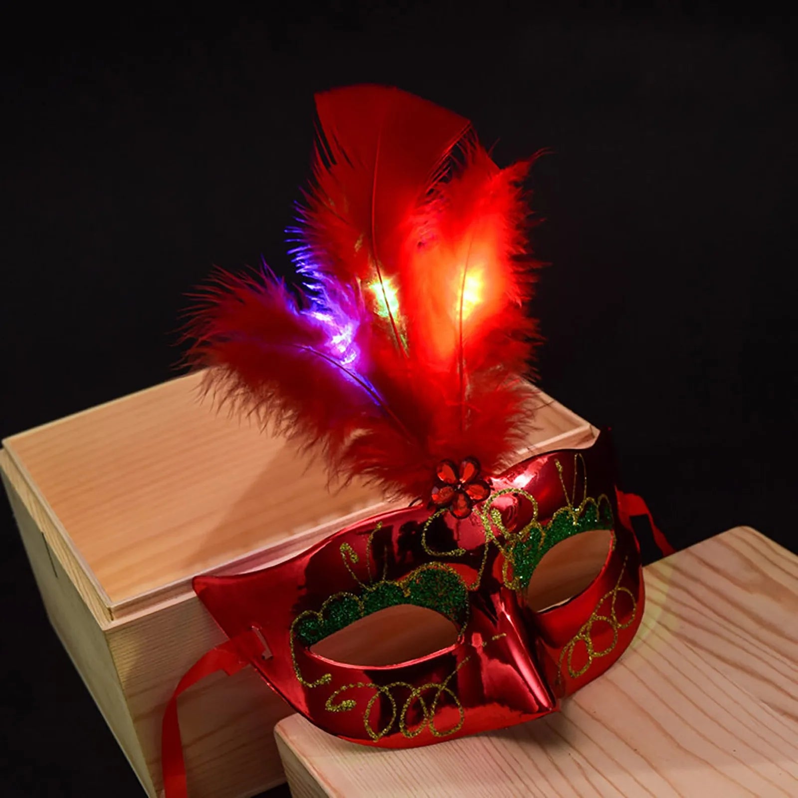 Glowing Feather LED Masks Venice Carnival Halloween