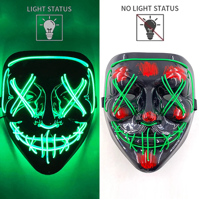 LED Halloween Luminous Neon Masks