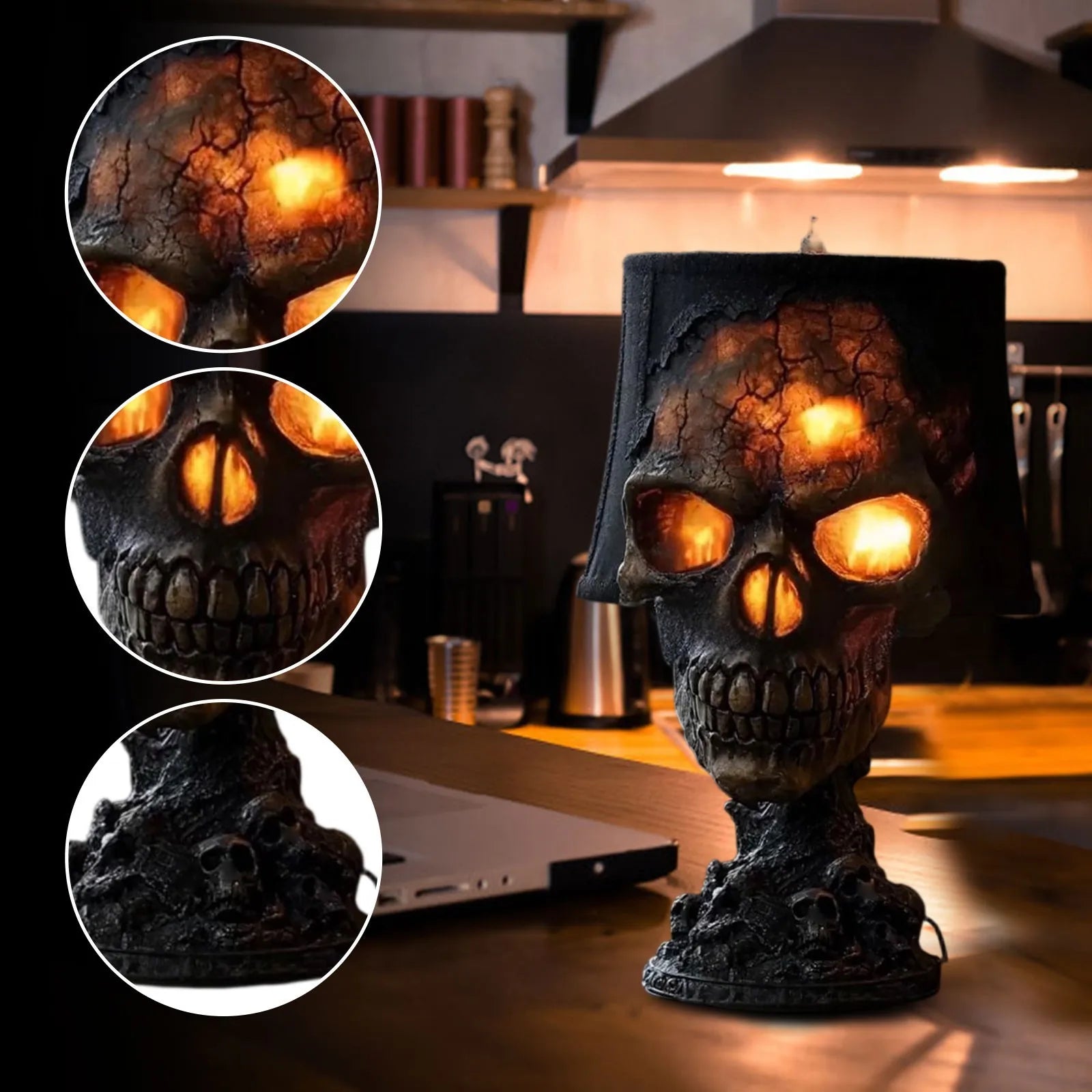 Lava Stone Skull Lamp Horror Halloween Decoration Ambient Lights 3d Hideous And Suffocating Beauty Thrilling Party Decor Prop