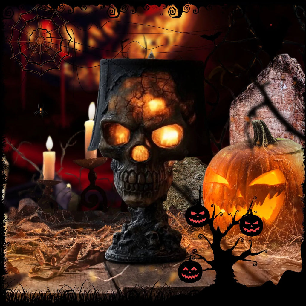 Lava Stone Skull Lamp Horror Halloween Decoration Ambient Lights 3d Hideous And Suffocating Beauty Thrilling Party Decor Prop