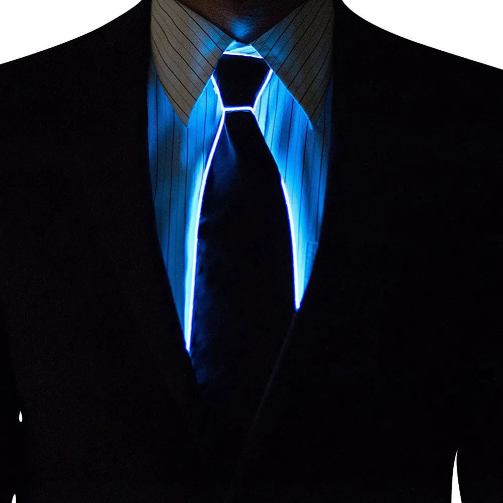 Men Glowing Tie EL Wire Neon LED