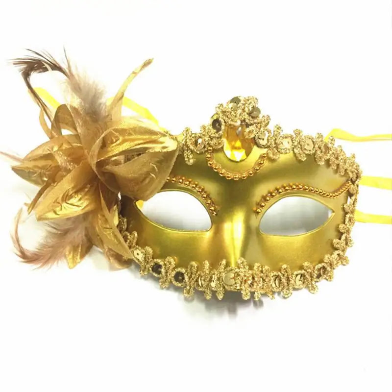 Halloween Masquerade Painted Golden Powder Half-Face Mask