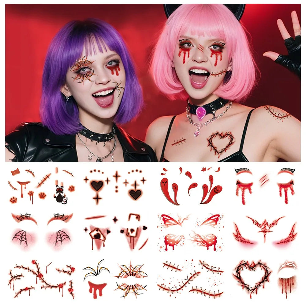 Sheets Halloween Party Waterproof Temporary Tattoos Stickers