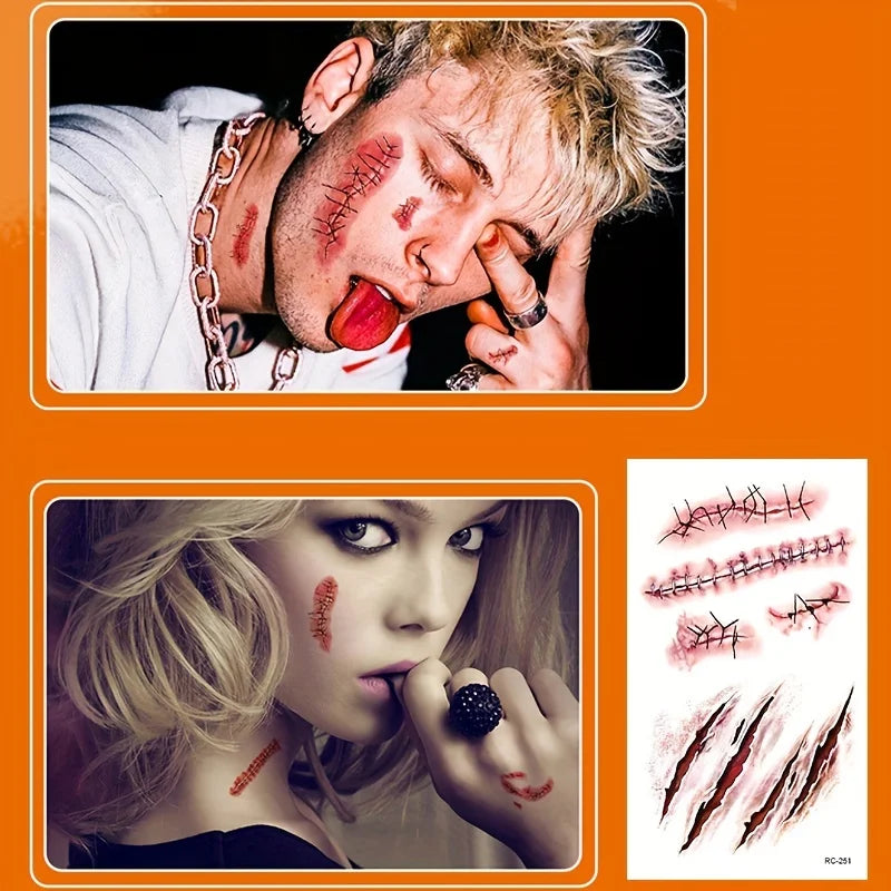 Halloween Scar Temporary Tattoo Stickers