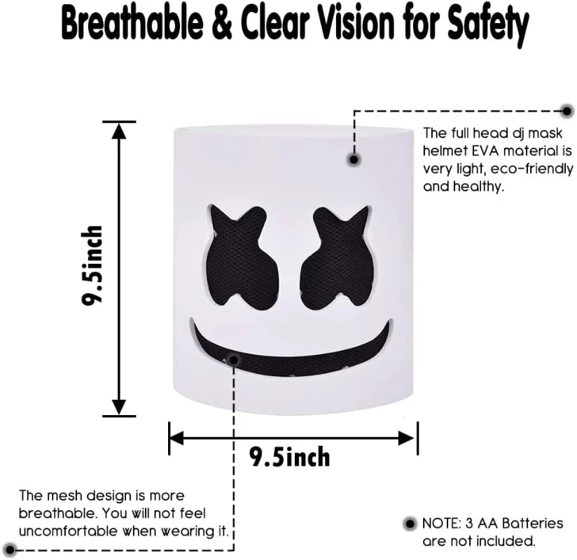Halloween LED DJ Mask Lifelike Marshmello Mask