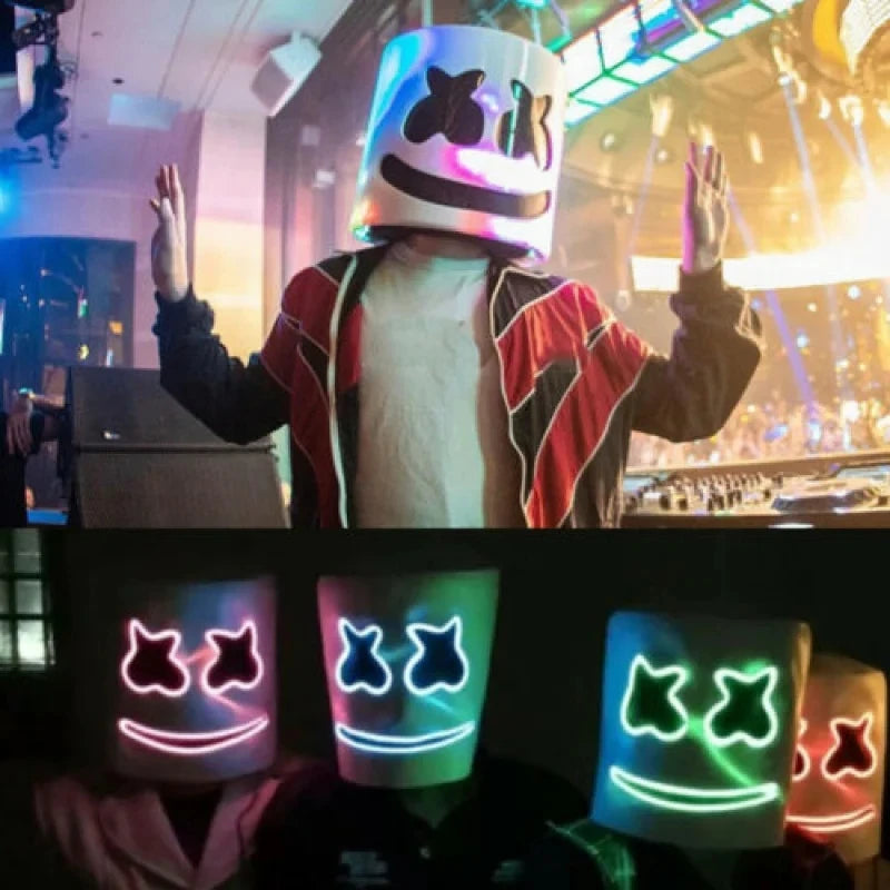 Halloween LED DJ Mask Lifelike Marshmello Mask