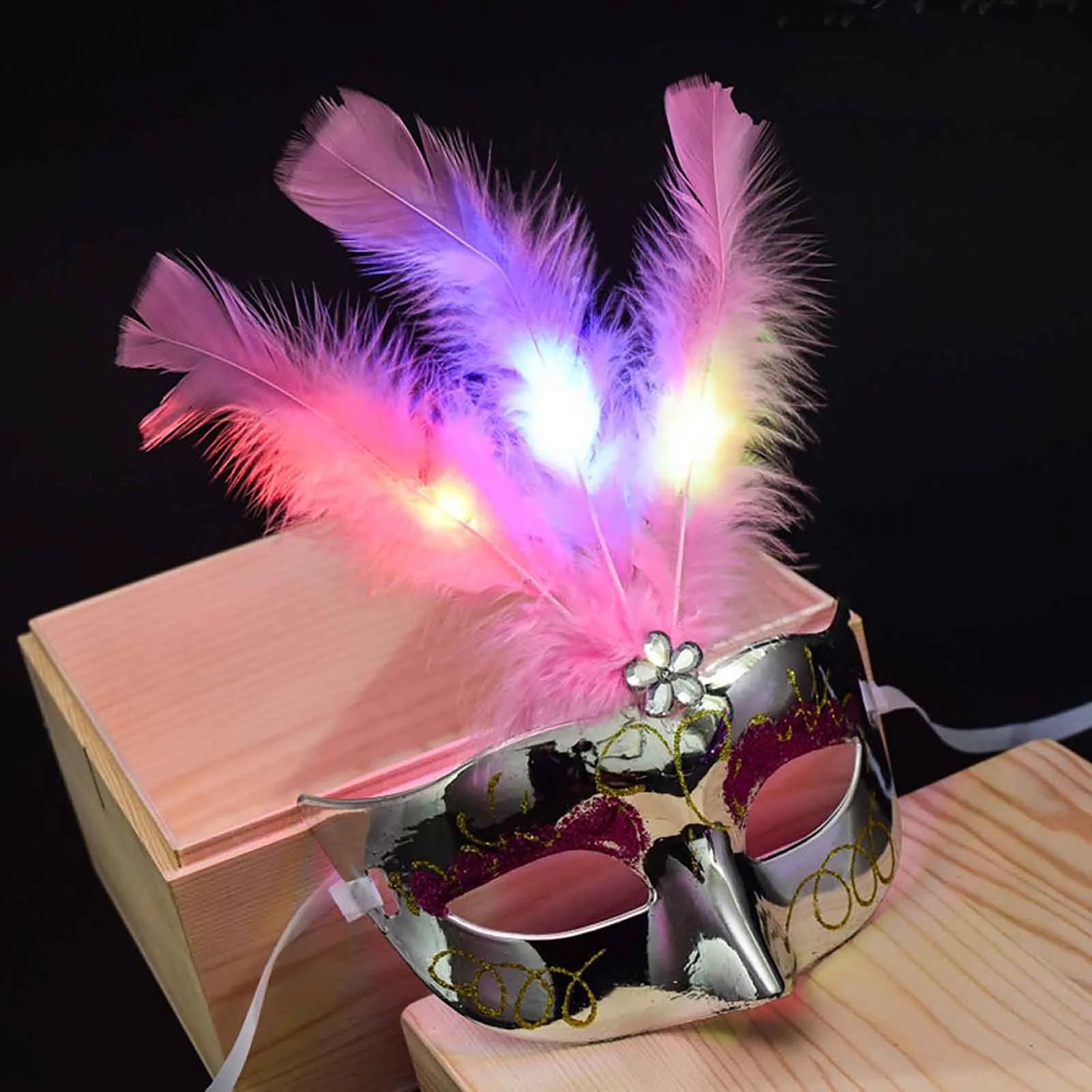 Glowing Feather LED Masks Venice Carnival Halloween