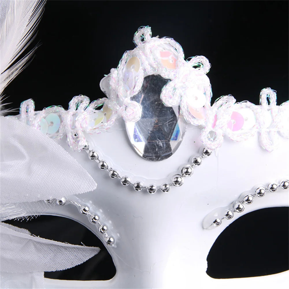 Halloween Masquerade Painted Golden Powder Half-Face Mask