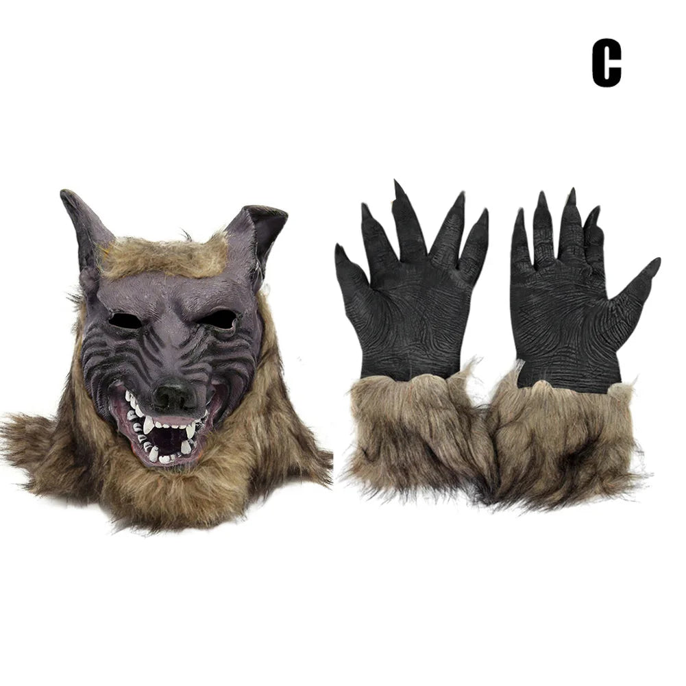 Halloween Horror Plush Wolf Gloves and Mask