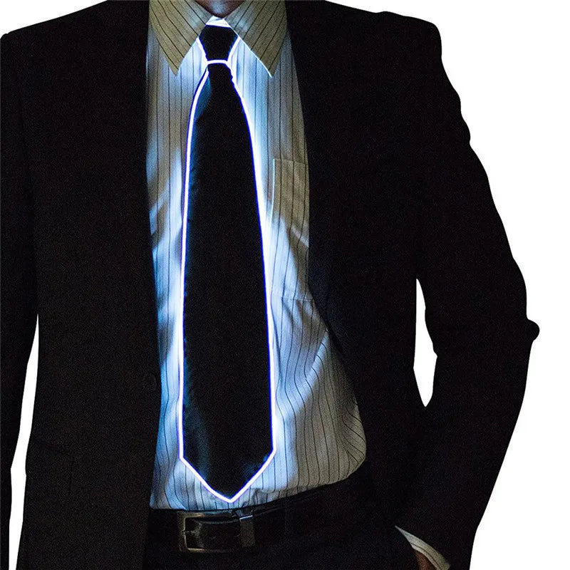 Men Glowing Tie EL Wire Neon LED