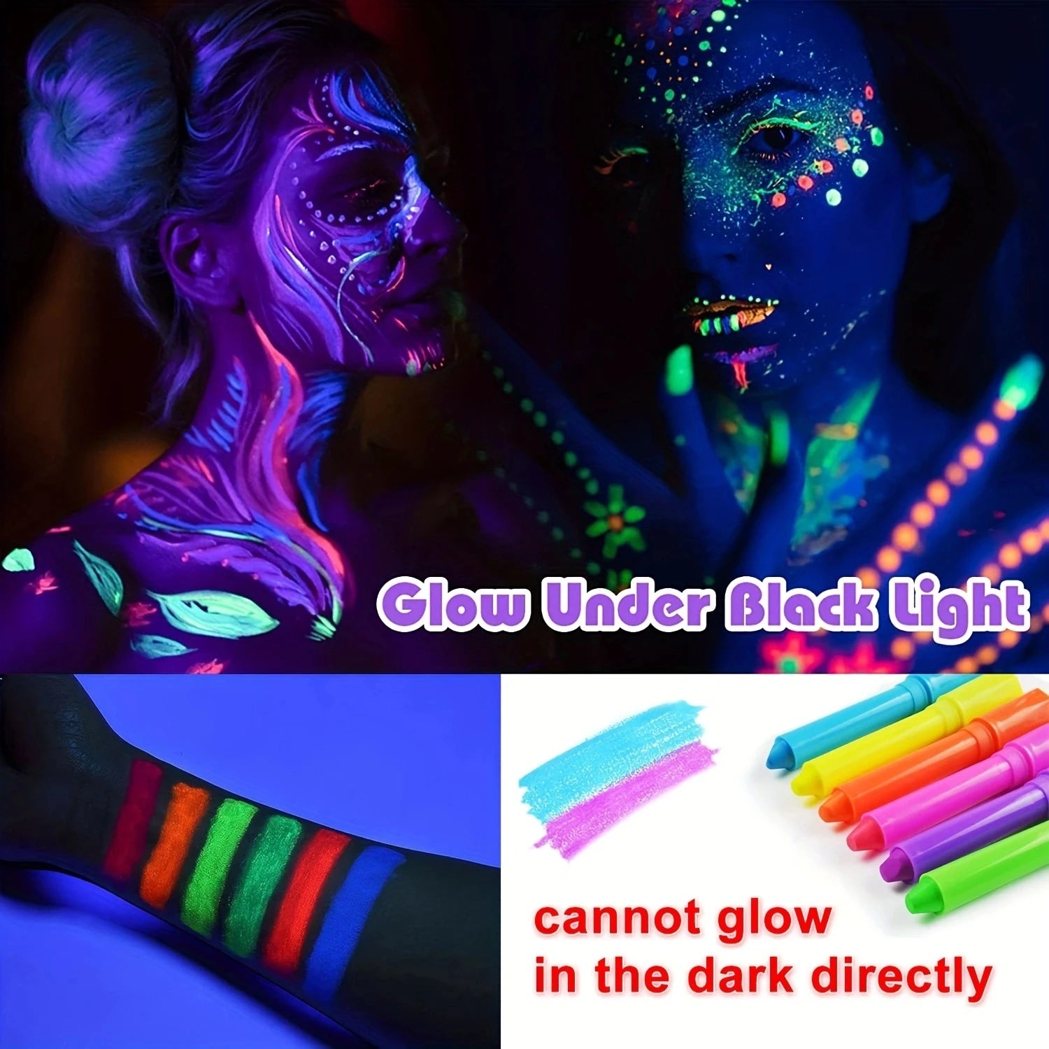 Glow in The Dark Body Face Paint Neon Glow