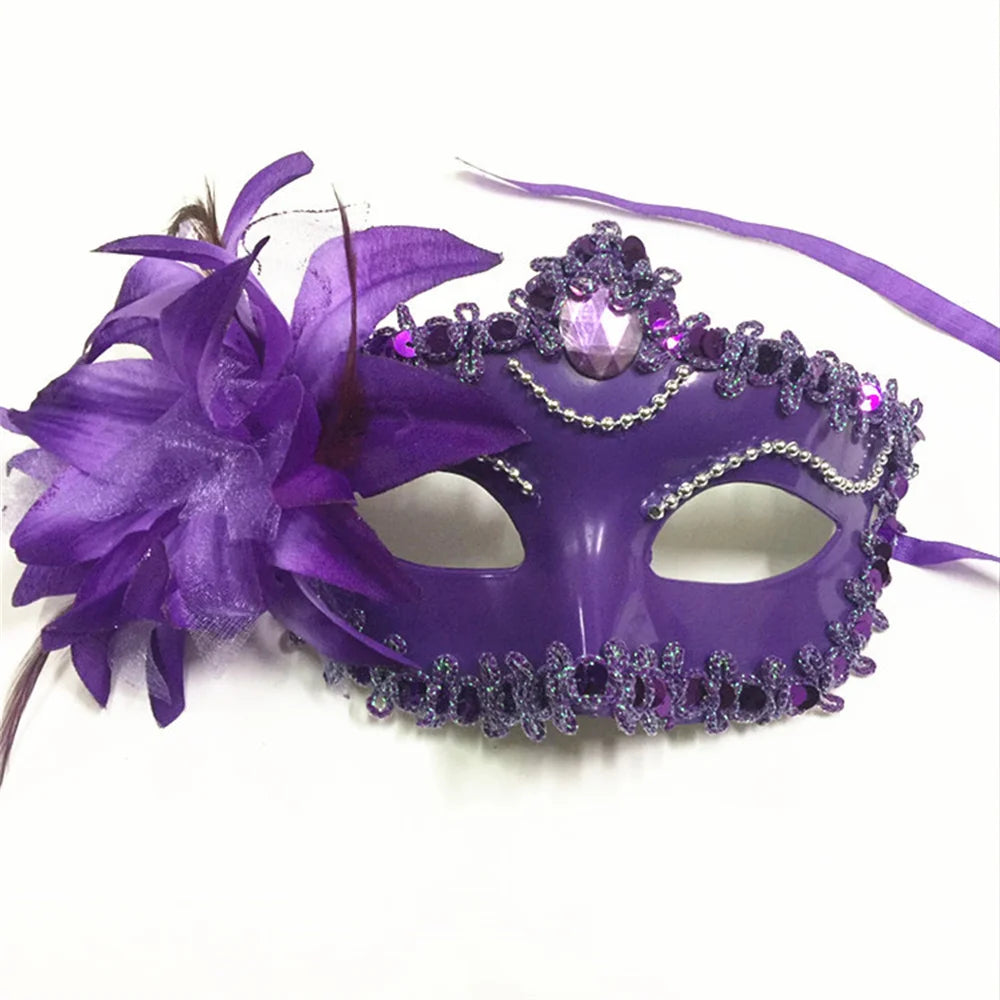 Halloween Masquerade Painted Golden Powder Half-Face Mask