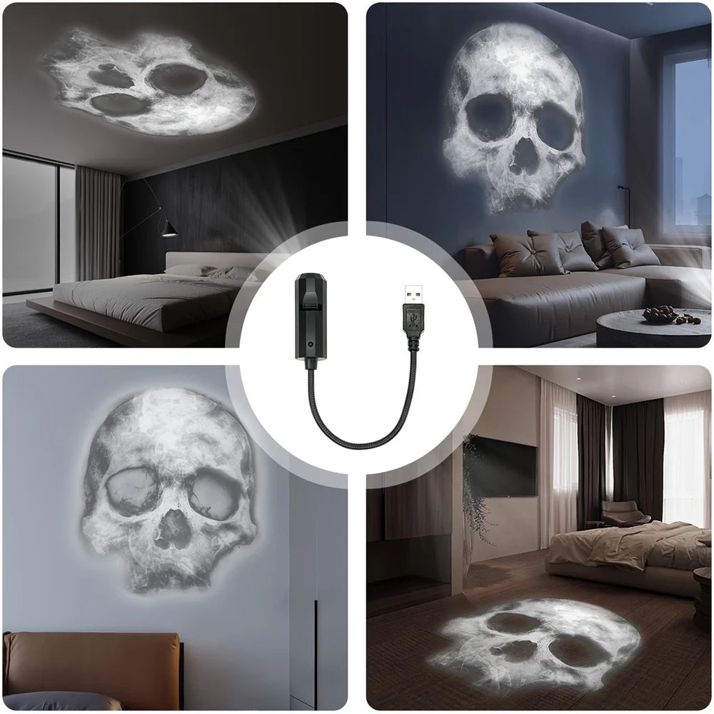 Halloween 360° Rotatable Skull Projection Lamp