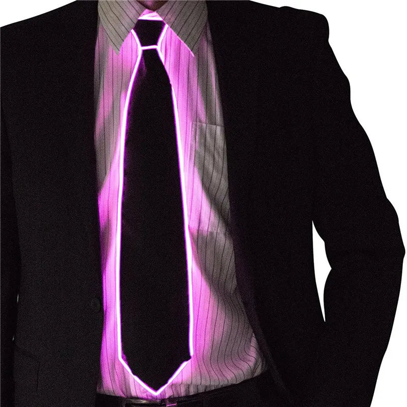 Men Glowing Tie EL Wire Neon LED