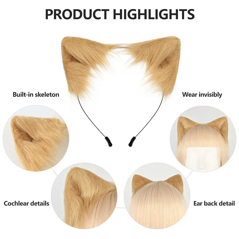 Fox Cat Ears Headwear Fluffy Animal Ears Headband