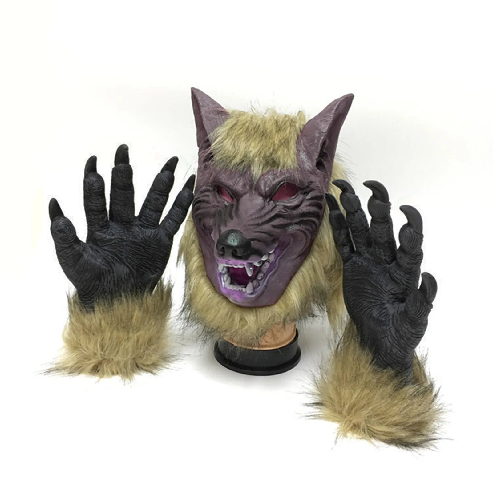 Halloween Horror Plush Wolf Gloves and Mask