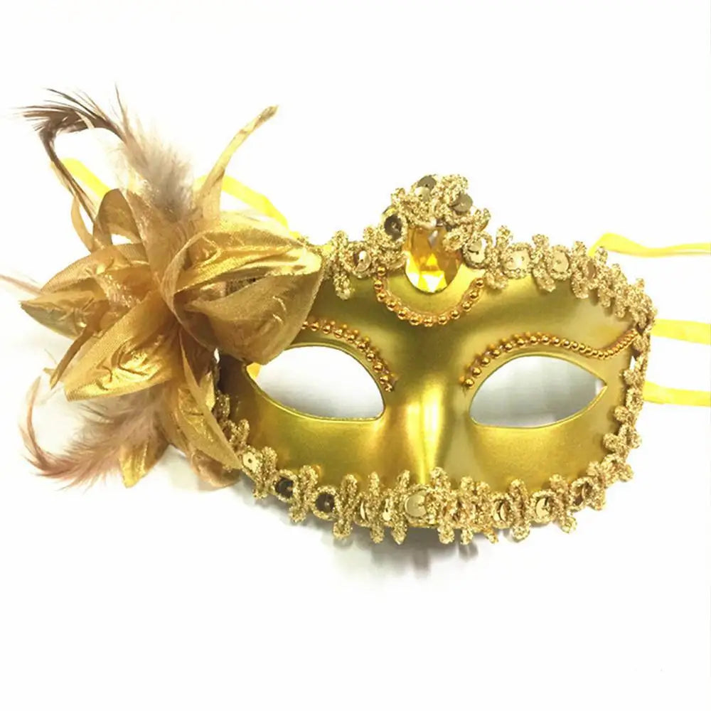 Halloween Masquerade Painted Golden Powder Half-Face Mask