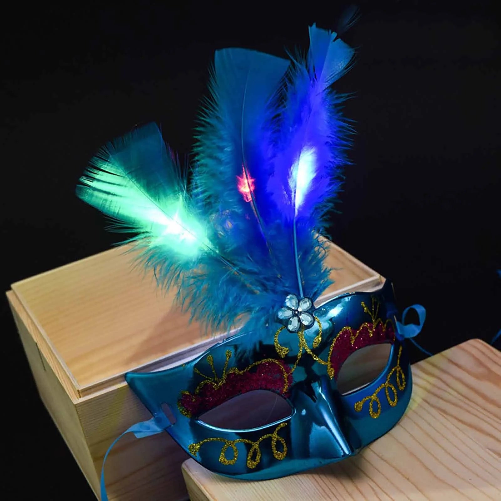 Glowing Feather LED Masks Venice Carnival Halloween