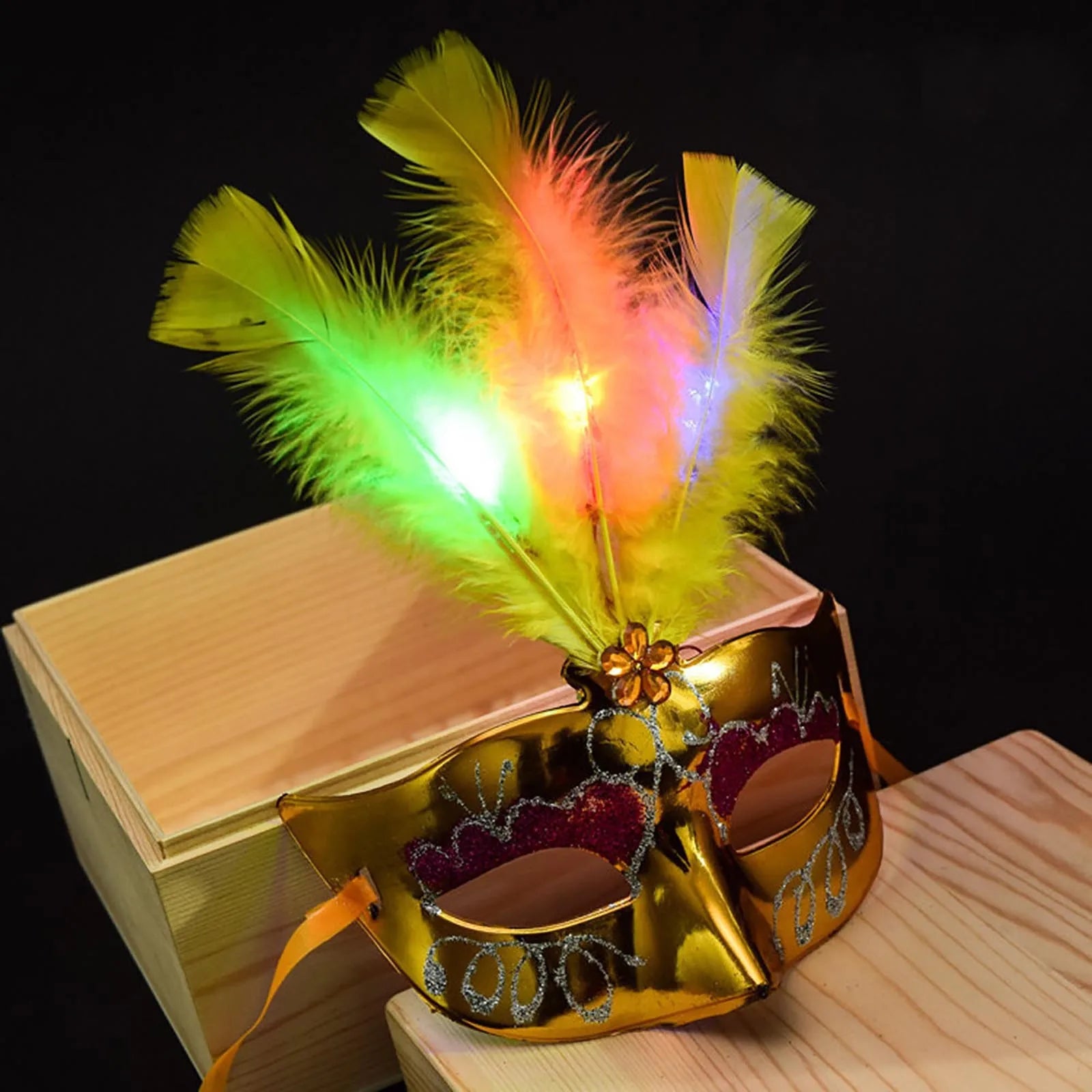 Glowing Feather LED Masks Venice Carnival Halloween