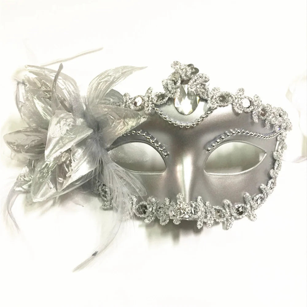 Halloween Masquerade Painted Golden Powder Half-Face Mask