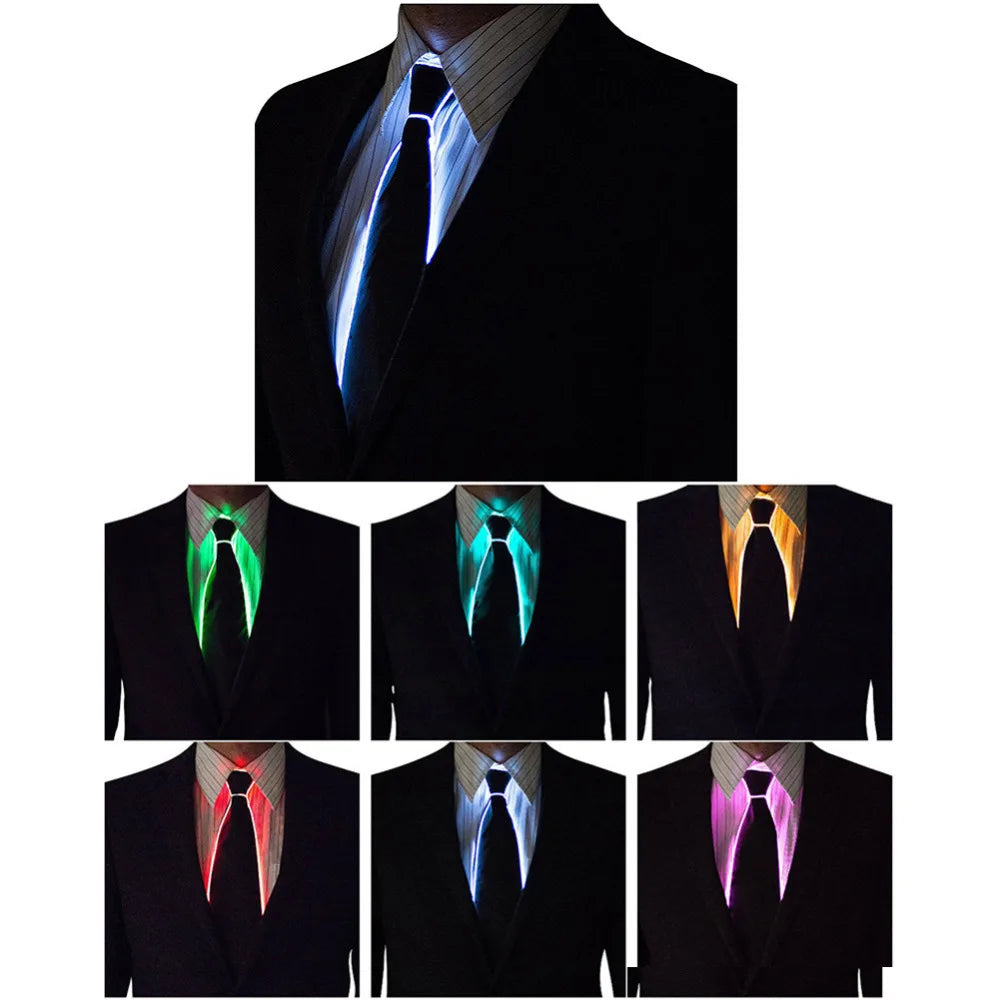 Men Glowing Tie EL Wire Neon LED