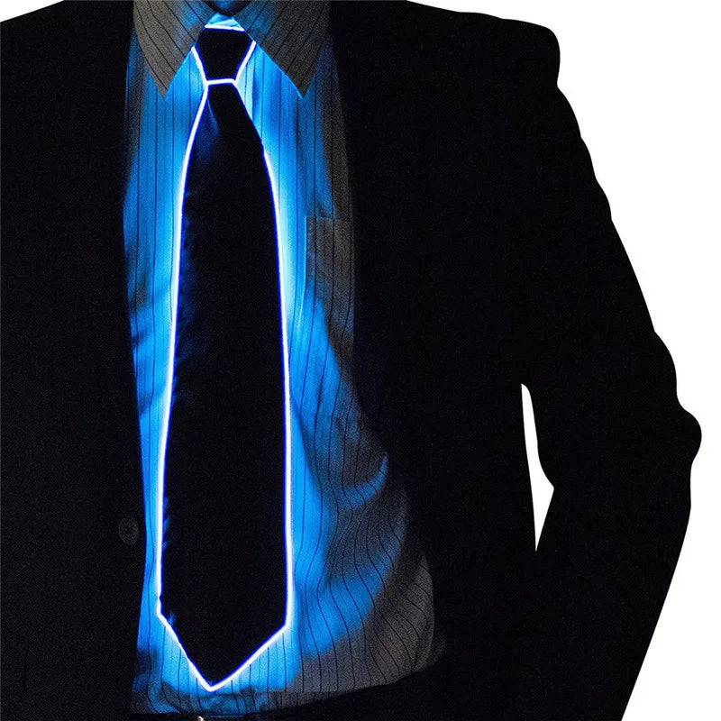 Men Glowing Tie EL Wire Neon LED