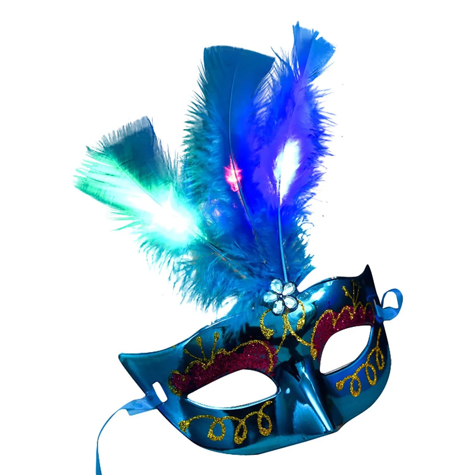 Glowing Feather LED Masks Venice Carnival Halloween