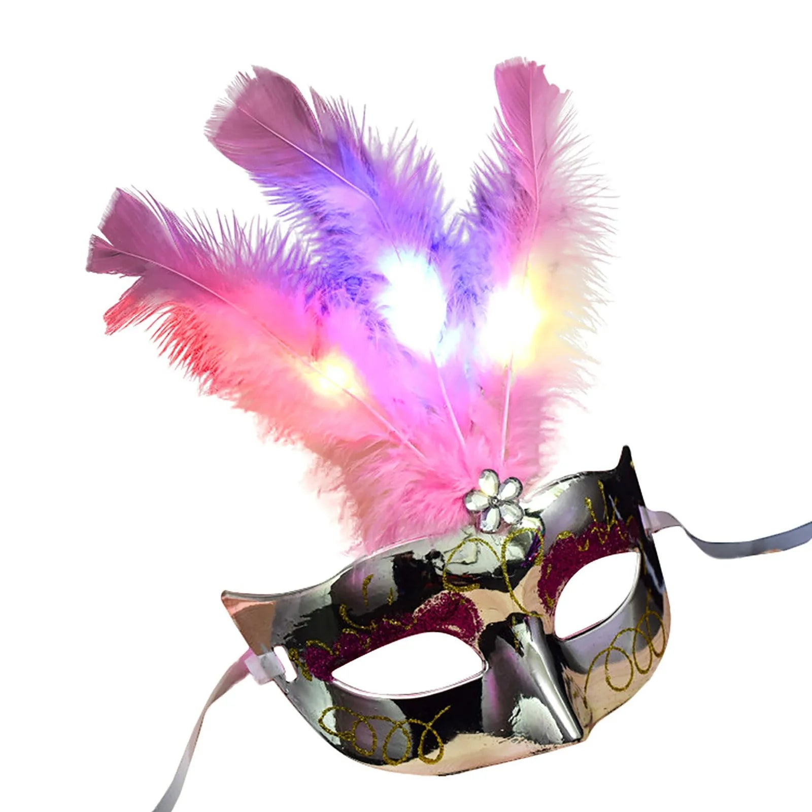 Glowing Feather LED Masks Venice Carnival Halloween