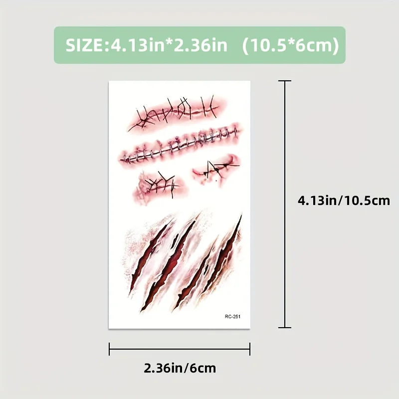 Halloween Scar Temporary Tattoo Stickers