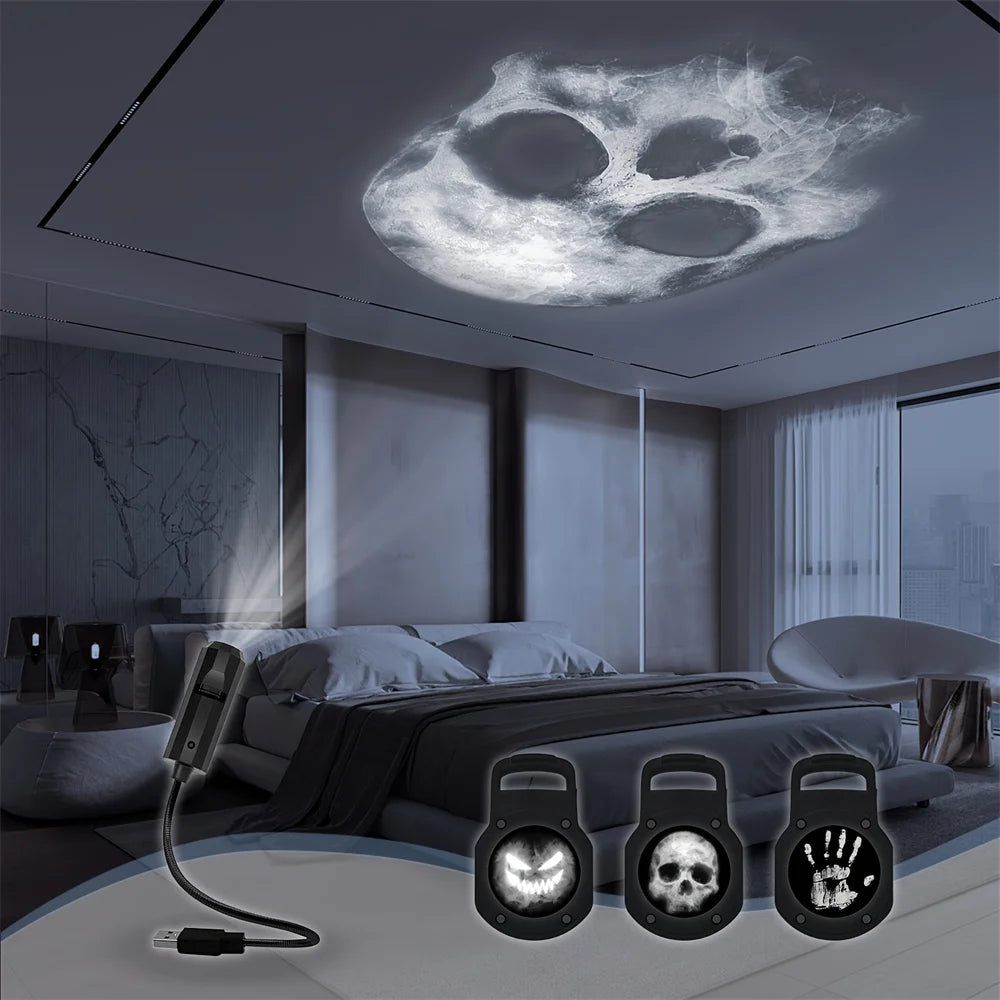 Halloween 360° Rotatable Skull Projection Lamp